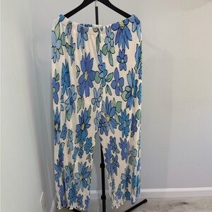 Peppermayo White Pant with Blue Floral Detail
